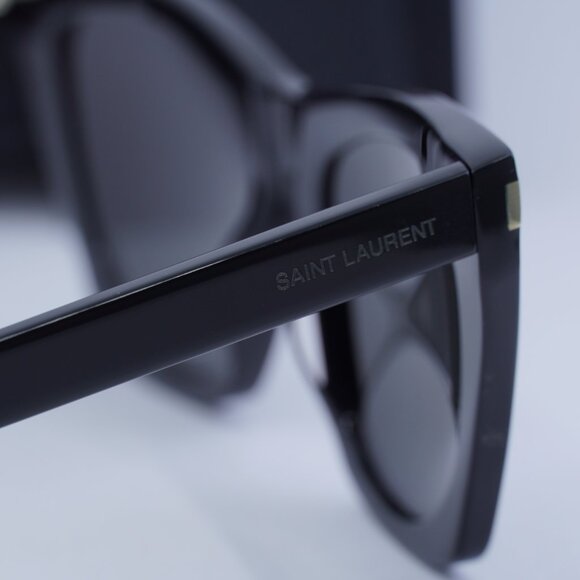 Saint Laurent SL214 KATE 001 Cat Eye Sunglasses - Black/Dark Grey - Picture 10 of 14